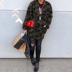 NWT Buckle Stoosh l faux-fur camouflage coat S